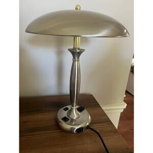 Vintage Space Age Flying Saucer Desk Lamp Chrome Brass MCM Style Tested Works